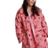 Selene Jacket, Color rojo brillante con flores