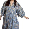 1 Shakti dress, Color azul acero con gatos