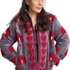 14 Lakshmi Jacket. Color gris con corazones y abanicos