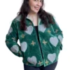 3 Lakshmi Jacket. Color verde pino con corazones