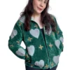 4 Lakshmi Jacket. Color verde pino con corazones
